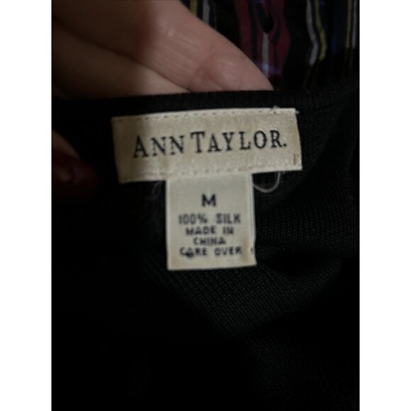 Ann Taylor Shell Sleeveless Silk Knit Long Tank Top Med Black Capsule Classic - Picture 7 of 8